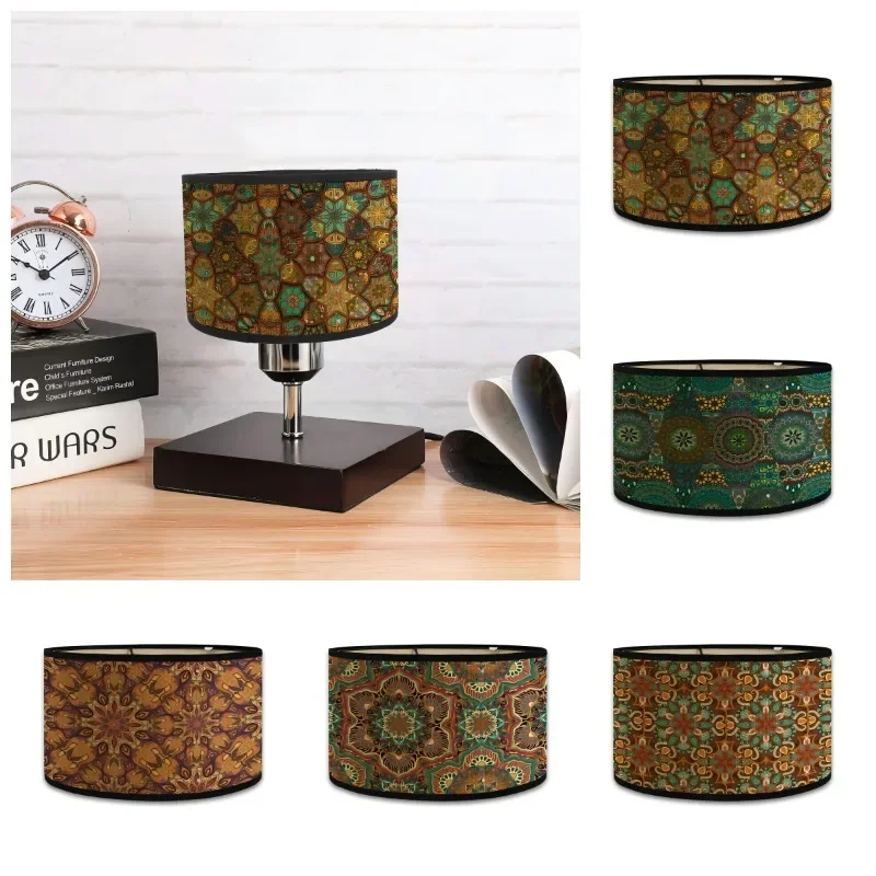 Ethnic Mandala Style LampShade Vintage Bamboo Lamp Cover Floral Table Pattern Floor Lamps Pendant Light Cafe Home Homestay Decor