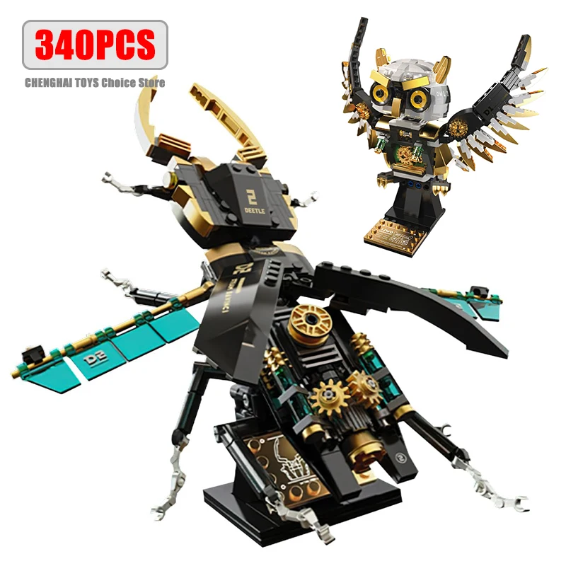 

340-494PCS Decor Beetle Machinery Building Blocks Set Bugs Owl Animal Idea Model Building Toys Kids Boys Birthday Gift