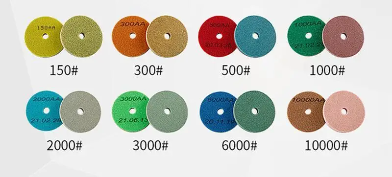 8 Stück 3" 4" Schwammfaser-Polierpads 150-10000 Körnung Polier- und Reinigungswerkzeug für Fliesen, Stein, Marmor, Beton, Keramik, Glas – Detail 13