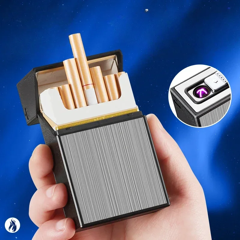 New Rechargeable, Inflatable Lighter Multi-functional Anti-fall Cigarette Case Tungsten Lighter Smoke Accessories Moisture-proof