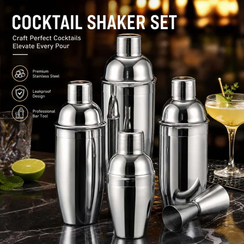 350/550/750ml Stainless Steel Cocktail Shaker 1PC Barware Boston Martini Cocktail Wine Mixer Party Bar Tools