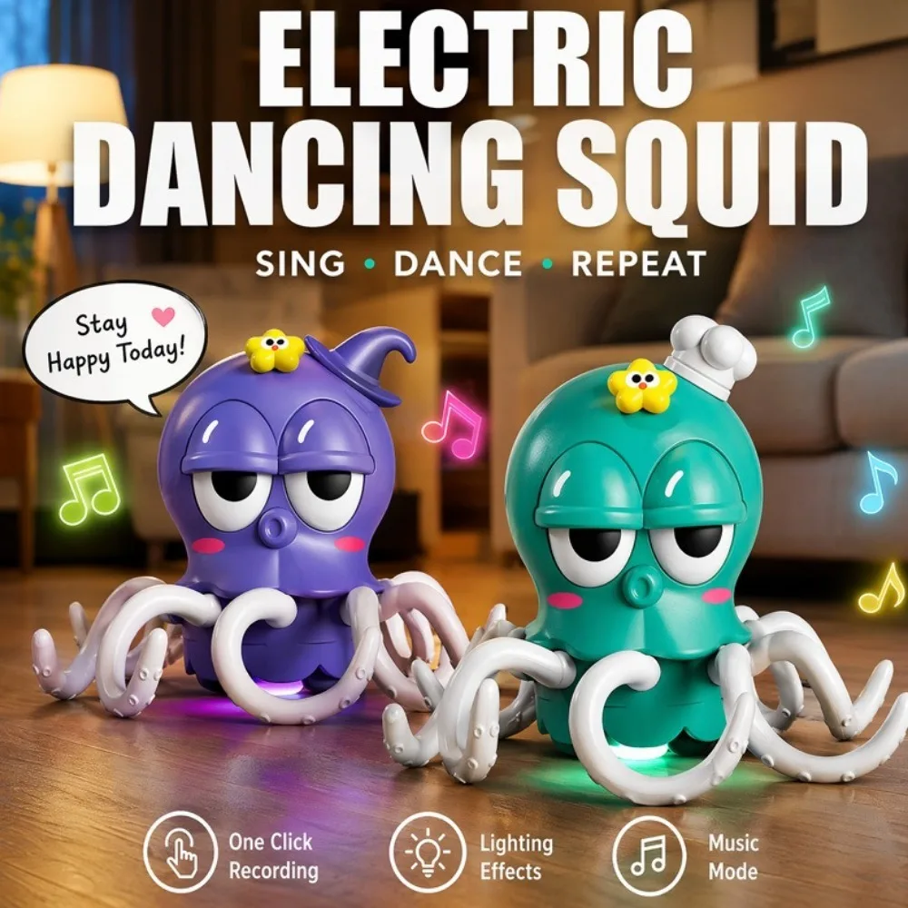 Magical Dancing Octopus Automatic Obstacle Avoidance Crawling Sensory Toy with LED Glowing Eyes & Music Creative Birthday Gift