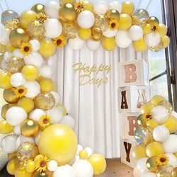 124pcs yellow, white, gold latex balloon arch set for birthdays, weddings, gender reveal, bachelorette party, family reunion