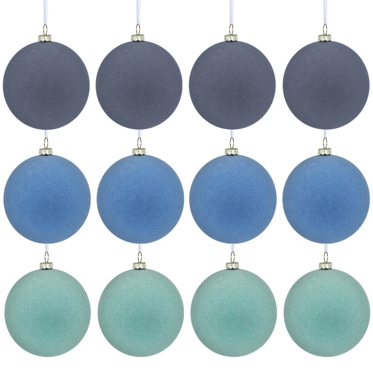 Flocked Christmas Ball Ornament Set 12 Pcs Lightweight Velvet Hanging Decorations to Elevate Your Seasonal Decor