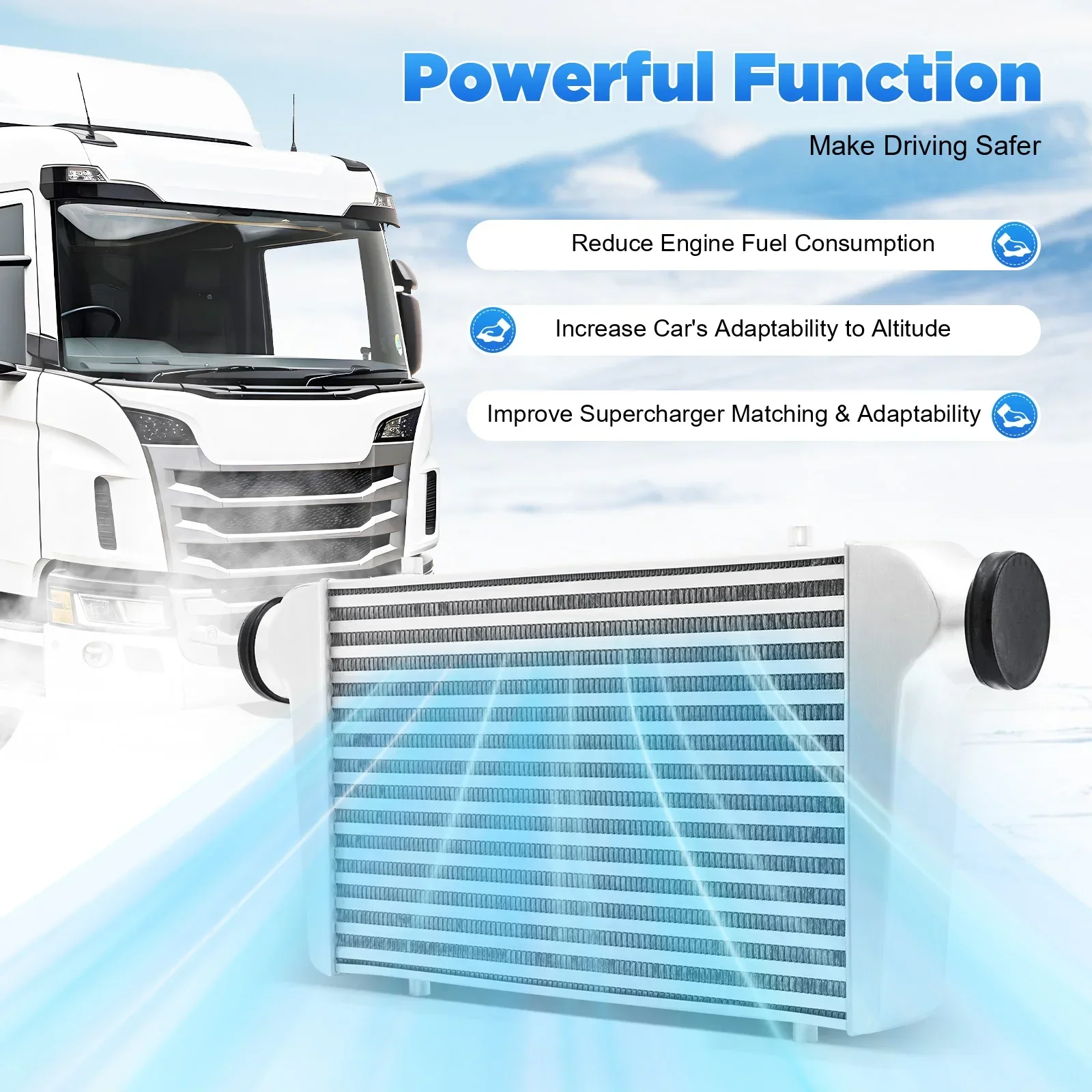 

Universal Intercooler,Front Mount Intercooler 3'' Inlet &Outlet Aluminum Turbo Intercooler w/ for Turbo Charger System