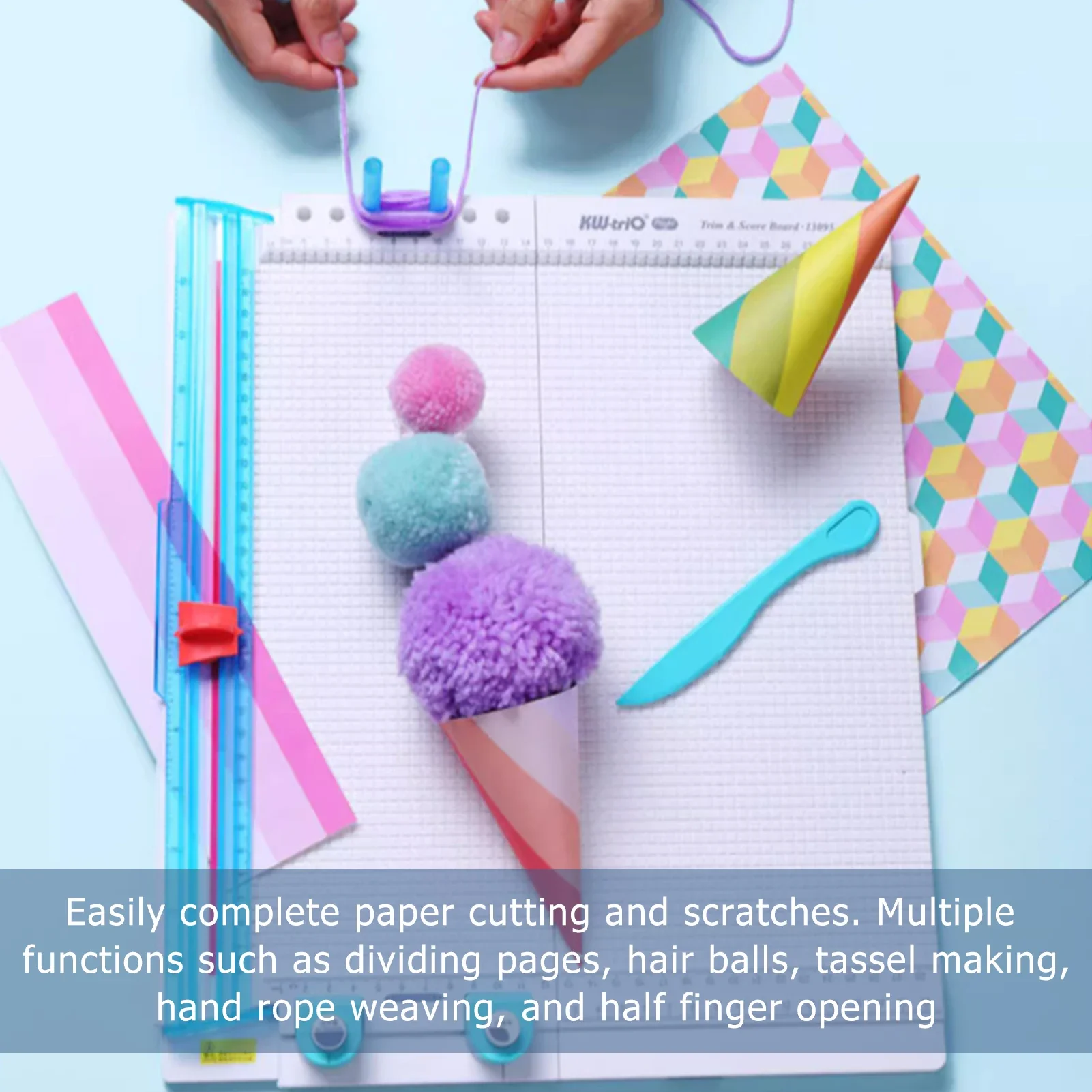 7 in 1 Craft Paper Cutter Blades Scoring Tool KW-trio 13095 Paper Trimmer Scoring Board with Paper Folding for Making Photo
