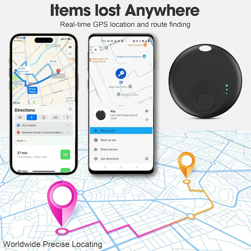 Air Tag per Android o iOS Dual System Bluetooth Tracker Smart Tag Funziona con Trova il mio o Google Trova l'APP Hub Localizzatore di oggetti