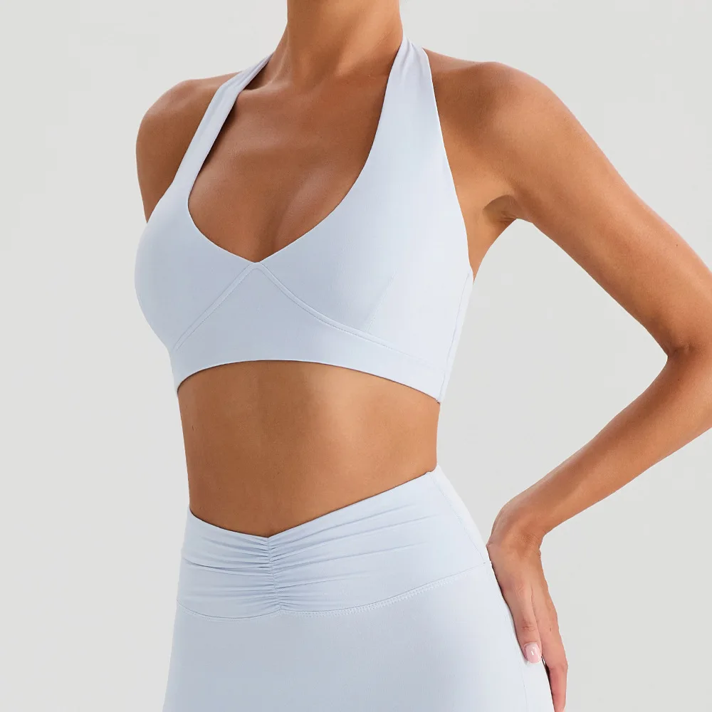 Sexy Deep-V Yoga Bra Workout Tank Top Sport Crop Top Women With Removable Cups Gym Sports Underwear Female Fitness Sports Top
