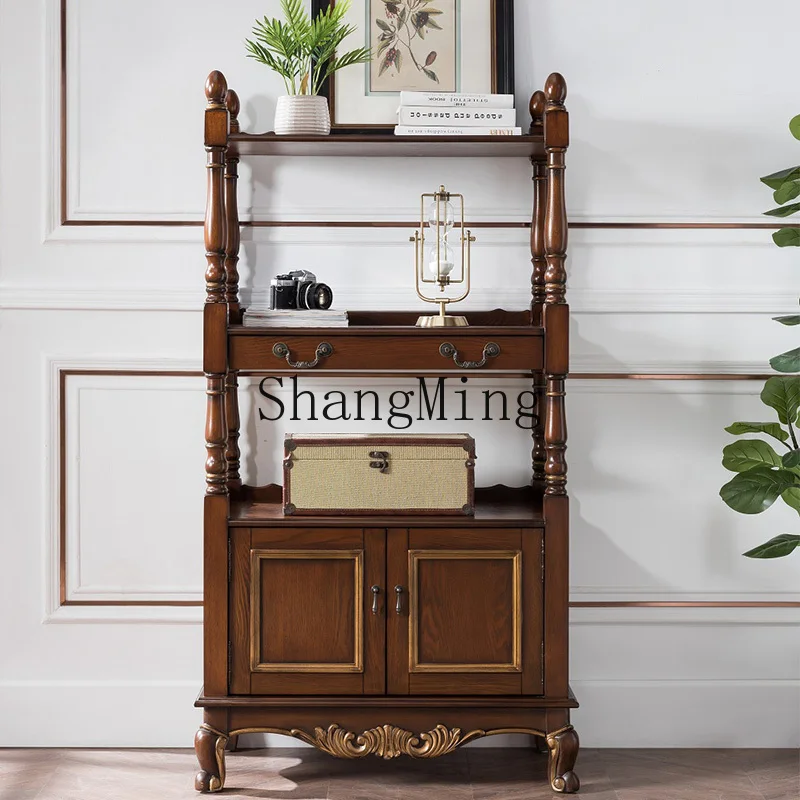 

ZYY exquisite simple wood storage rack, living room painted shelf, retro home small apartment multi-layer bookshelf