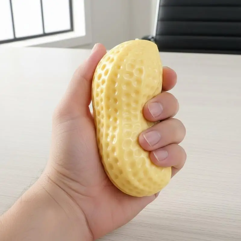 Simulated Peanut Stress Relief Squeeze Toy Empty Fillable Slow Rebound Soft Fidget Toy for Travel Camping Relaxation