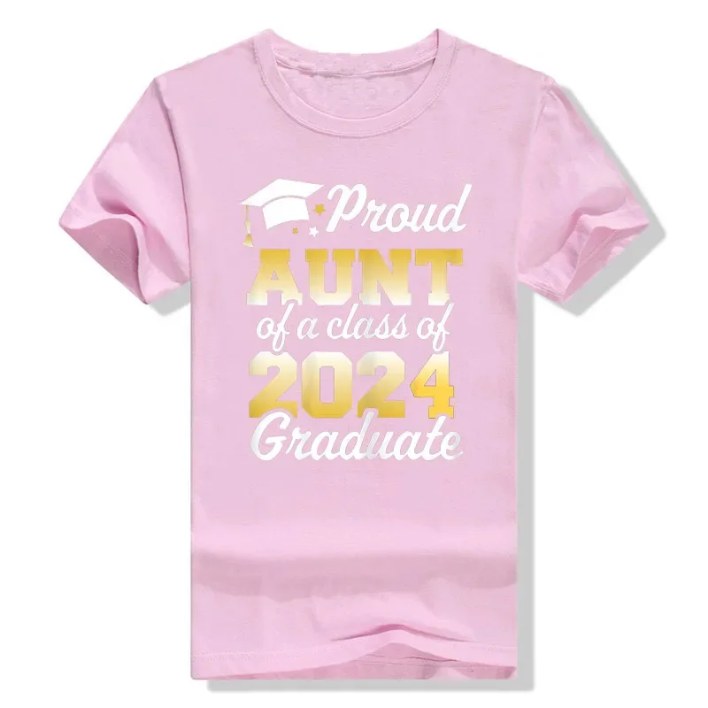 Proud Mom of A Class of 2024 Graduate Mother Senior Family T-Shirt Funny Dad Aunt Uncle Grandma Grandpa Sister Brother Tee Tops