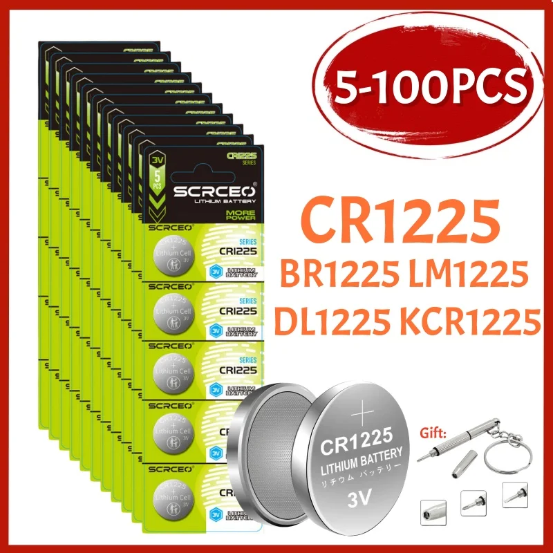5-100pcs 3V CR1225 Lithium Button Battery BR1225 LM1225 DL1225 CR 1225 ER1225GP Coin Cell Watch Batteries for Toys Remote