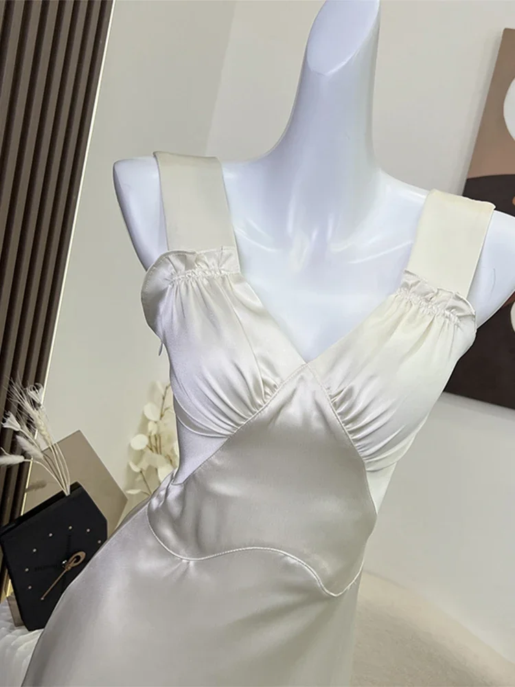 Summer Backless Design Prom Dress For Women 2023 Sexy Vintage Mini Satin Halter Frocks Aesthetic French Fashion Elegant Evening