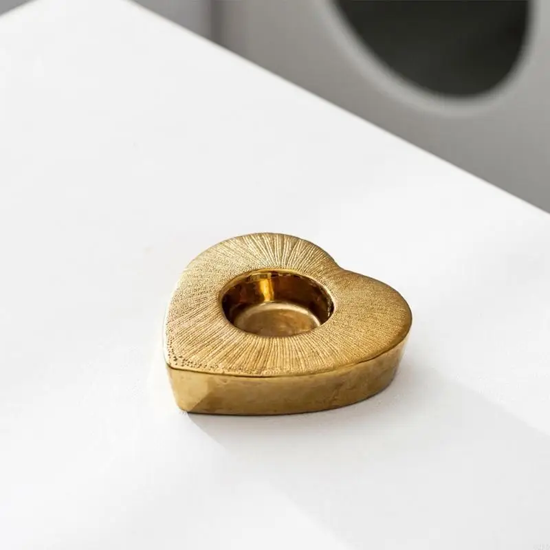 62KD Valentines Day Holder Gold Color Heart Candlestick 2024 New Year Decor