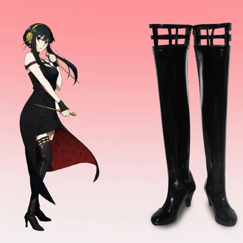 Dropshipping Anime SPY X FAMILY Yor Forger Cosplay Women Over Knee High Shoes Lady Female Black Punk Gothic Boots PA3410