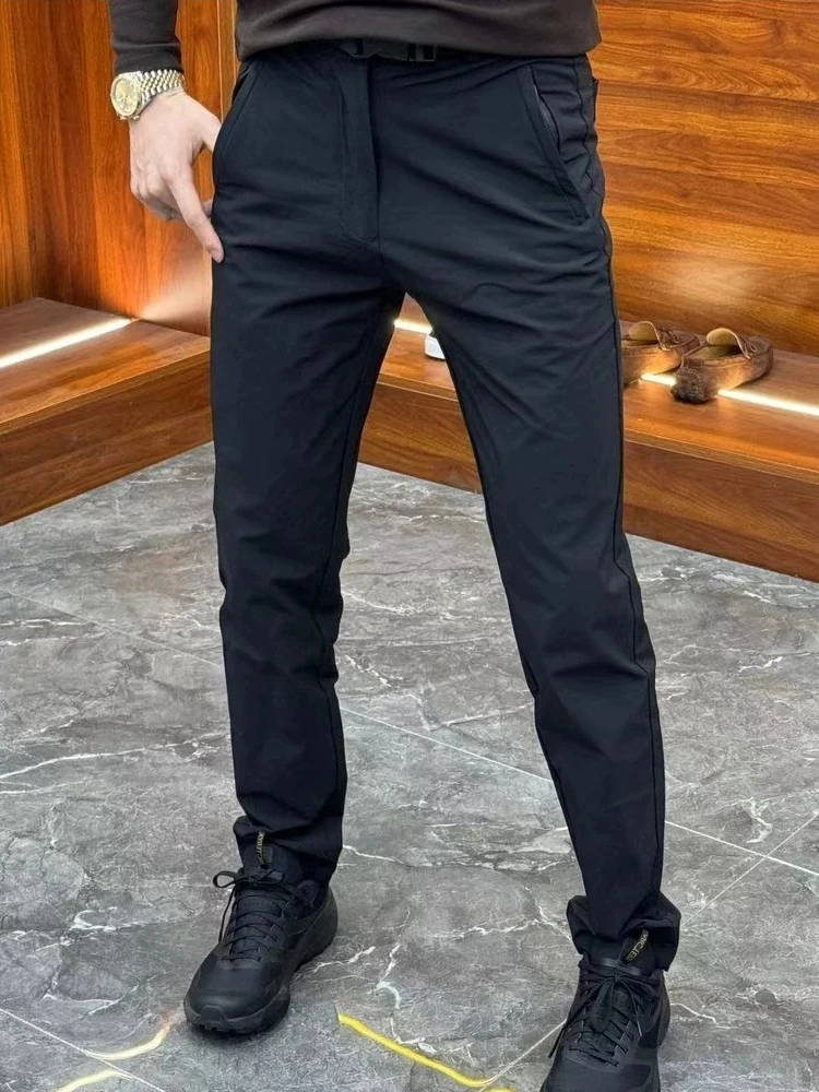 

Высококачественные мужские уличные повседневные брюки, весенне-осенние модные легкие роскошные джентльменские крутые персональные брюки
