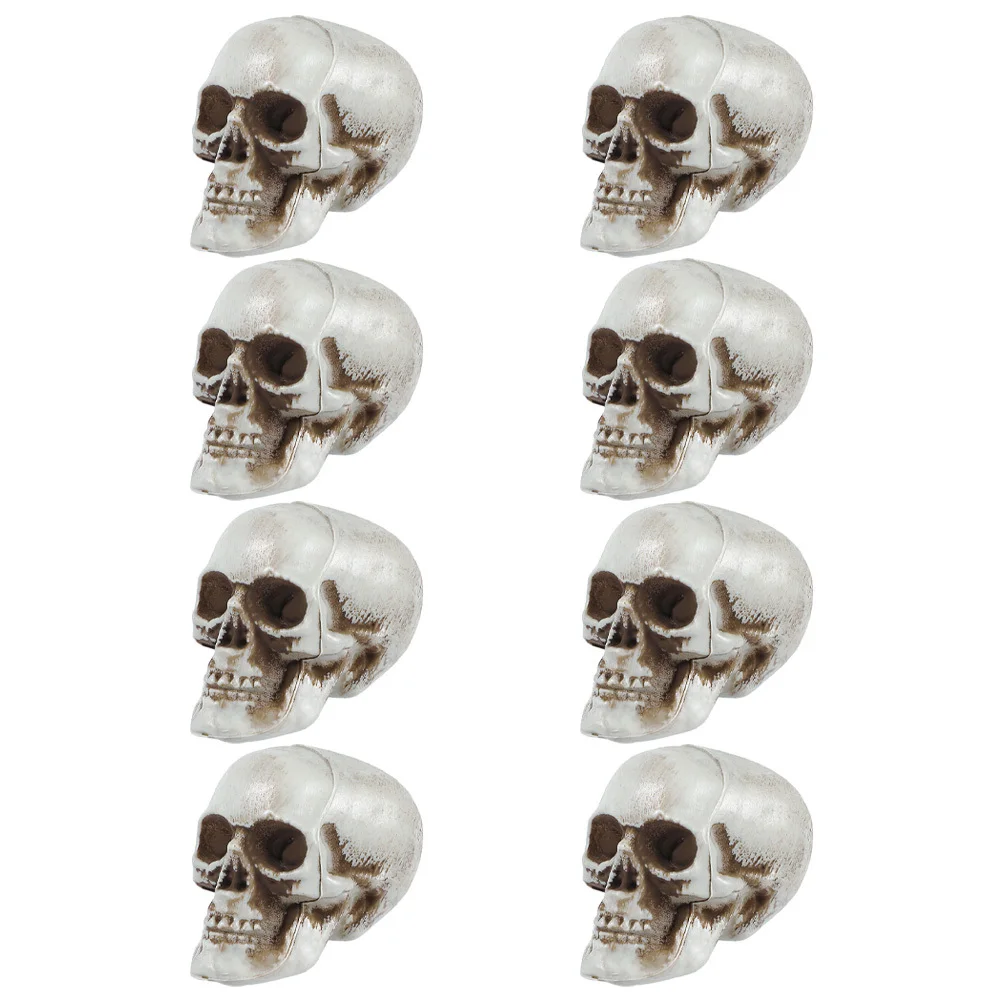 

8pcs Halloween Skull Decor Mini Head Plastic Small Skulls For Party Supplies Haunted Decoration Spooky Props
