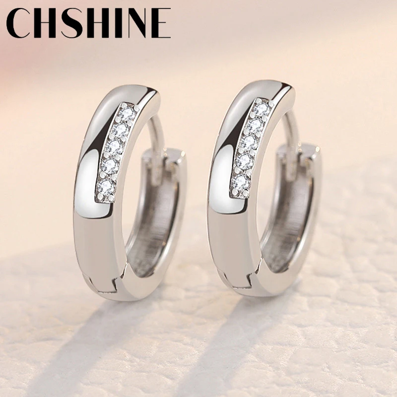 CHSHINE 925 Sterling Silver Summer Simple Zircon Earrings For Women Wedding Party Fashion Jewelry