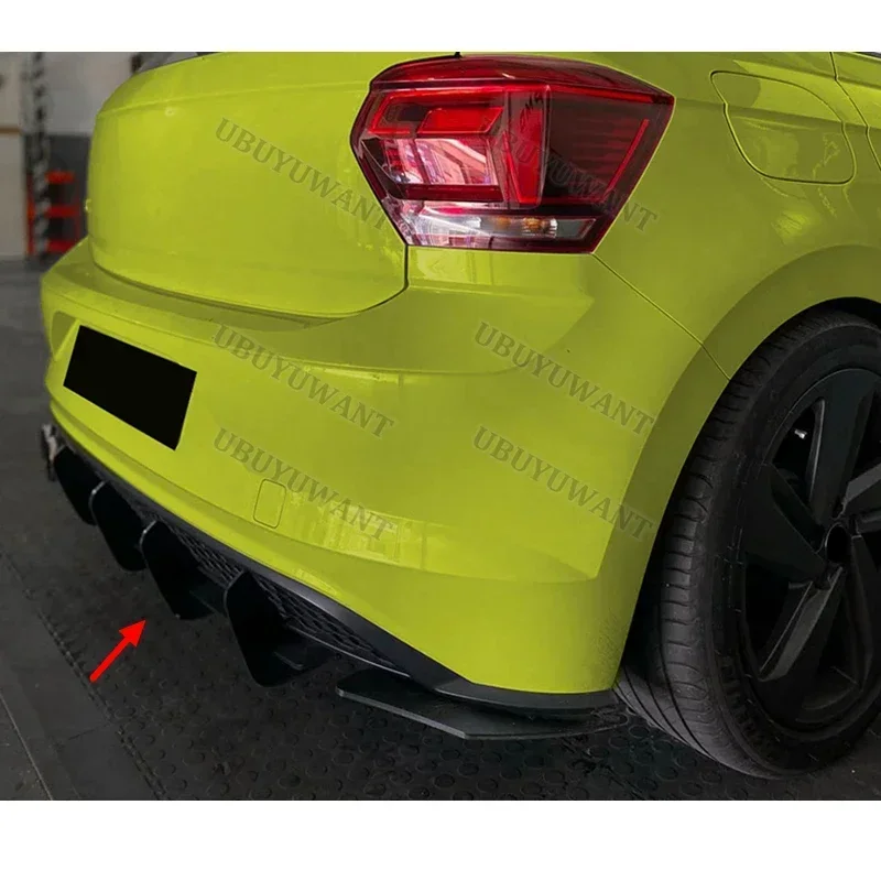 For Volkswagen Polo MK6 GTI 2018-2021 rear lip modified bright black matte rear spoiler diffuser splitter car kit