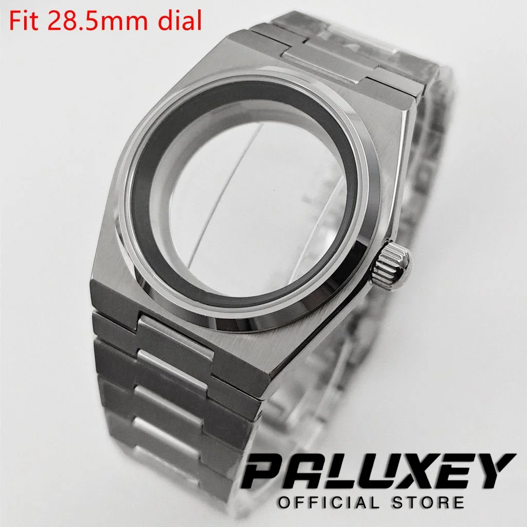 PRX NH35 40MM met zilveren ring saffierkristal gecanneleerde bezel horlogekasten onderdelen voor PRX Super Player NH34 NH35 NH36 NH38 beweging