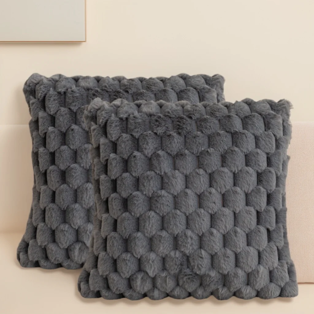 2er-Pack Künstliche Plüsch-Fellkissenbezüge, Luxuriöse Dekorative Kissenhüllen für Sofa, Wohnzimmer und Autoinnenraum (Ohne Kissenfüllung) – Detail 13