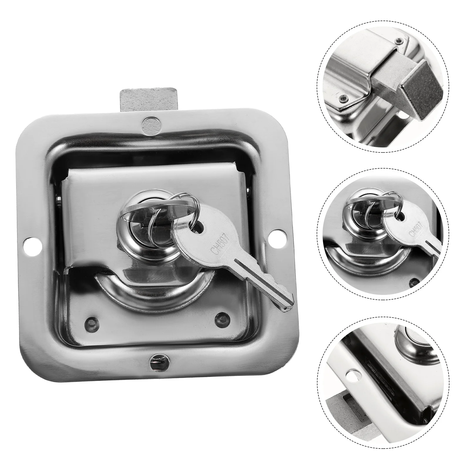 

1Set Stainless Steel Lock Panel Mirror Surface Heavy Duty Rv Door Latch Trailer Camper Door Lock Replacement Paddle Handle