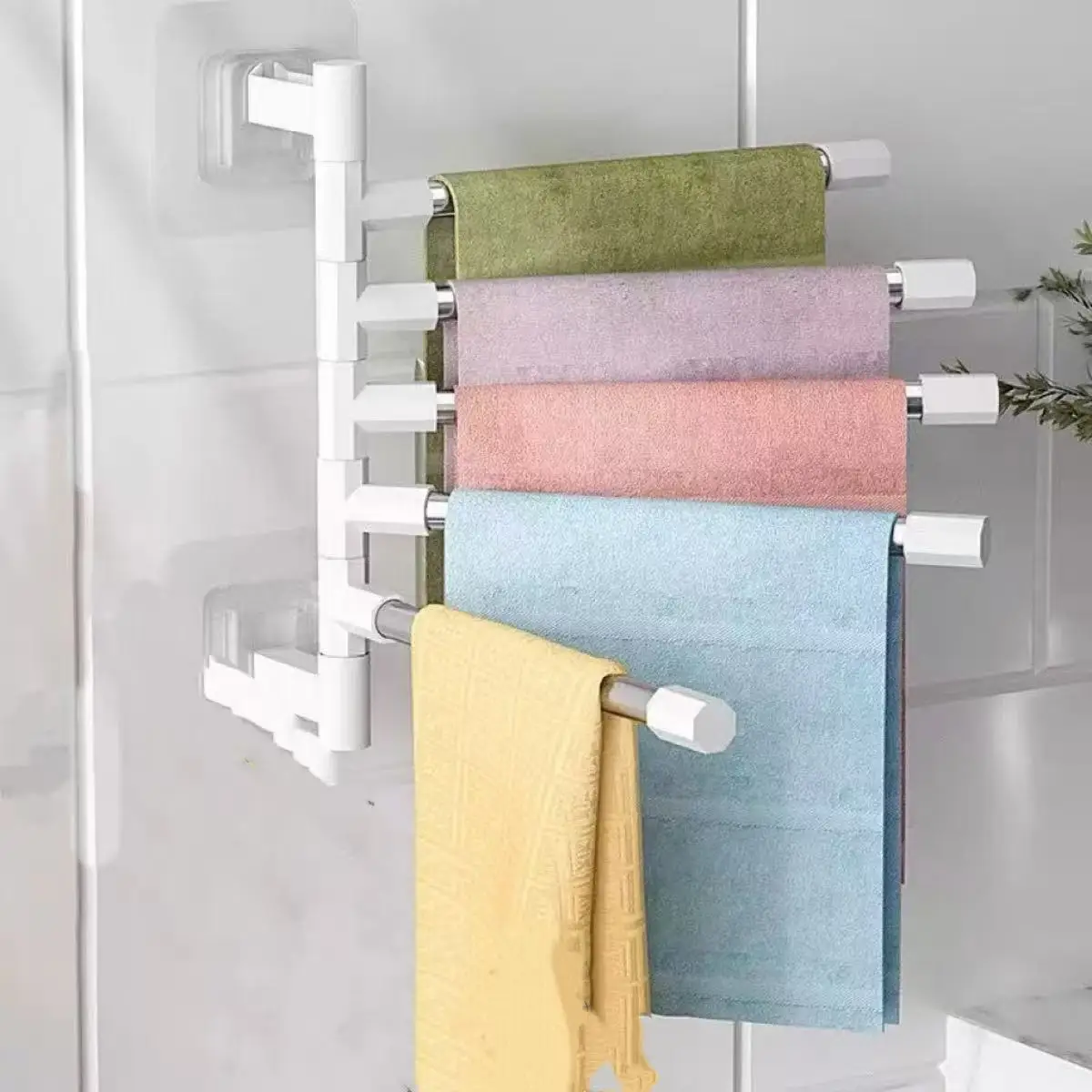 

Rotatable Swing Arms Towel Rack Bathroom Kitchen Wall Mounted Bracket Save Space 3-6Bar Aluminum Towel Hanger BHL882-FRO