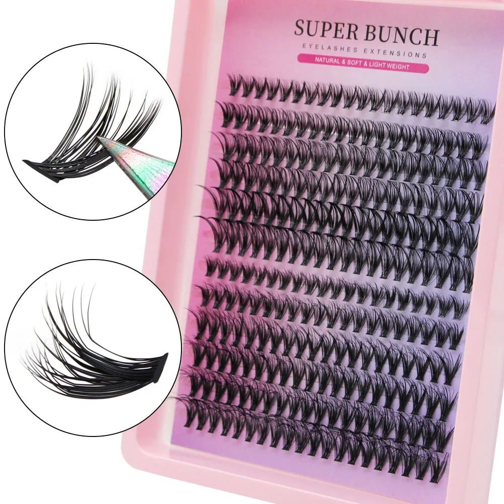 Whole Sale Super Bunch New 3D/5D Effect Mix 240 Clusters Lashes 8-16mm Charm Style False Eyelashes Extension Russian Volume