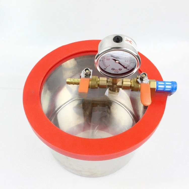 3 liters stainless steel vacuum bucket, vacuum tank AB water, resin, silicone vacuum, vacuum defoaming machine