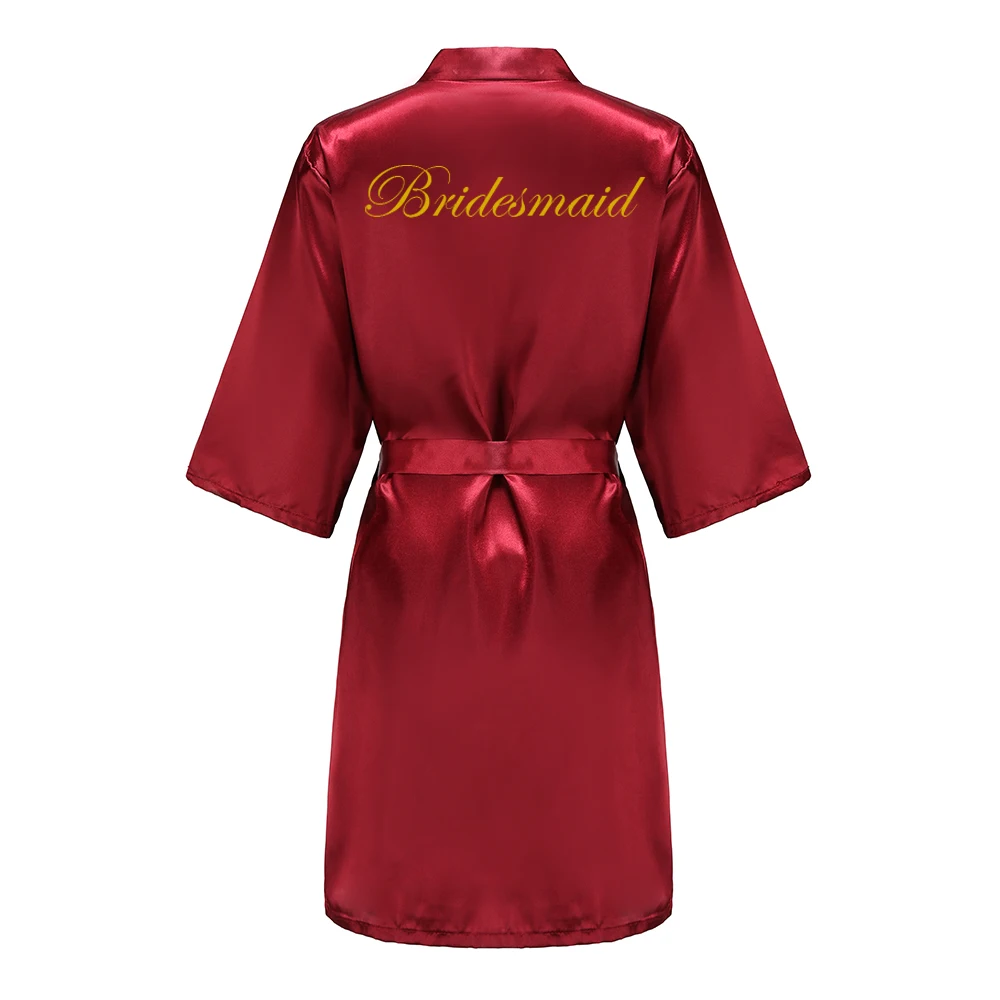 Women Bride Team Wedding Party Burgundy Kimono Satin Women Bathrobe Wedding Sister Mother of the Bride Groom Bridesmaid Robes