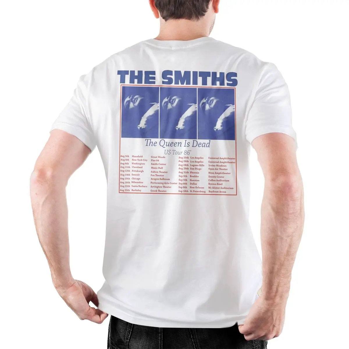 Camiseta de The Smiths US Tour 86 para hombre, camisa divertida de manga corta con cuello redondo, Tops gráficos de algodón puro