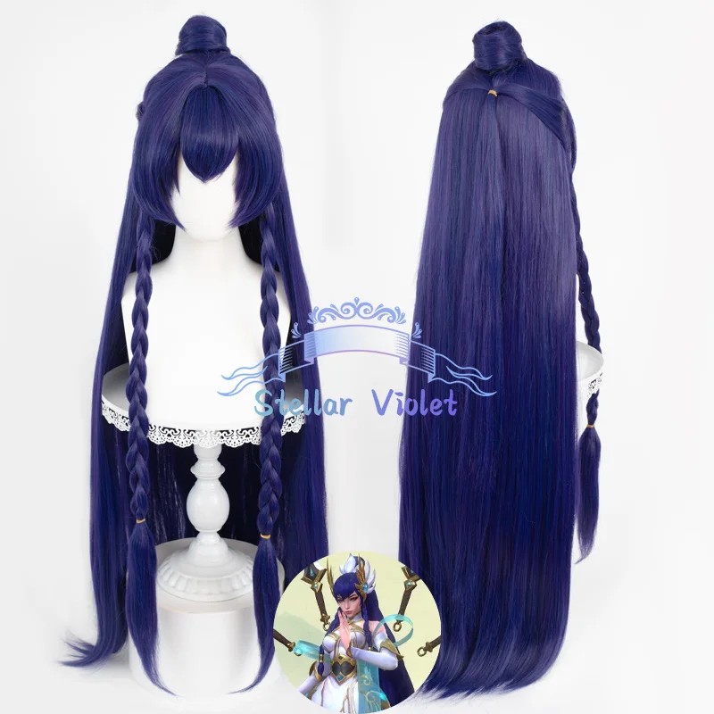 

Парик для косплея Game League of Legends Irelia, темно-синий, 100 см, плетеные термостойкие синтетические волосы, парики для аниме на Хэллоуин + шапочка для парика