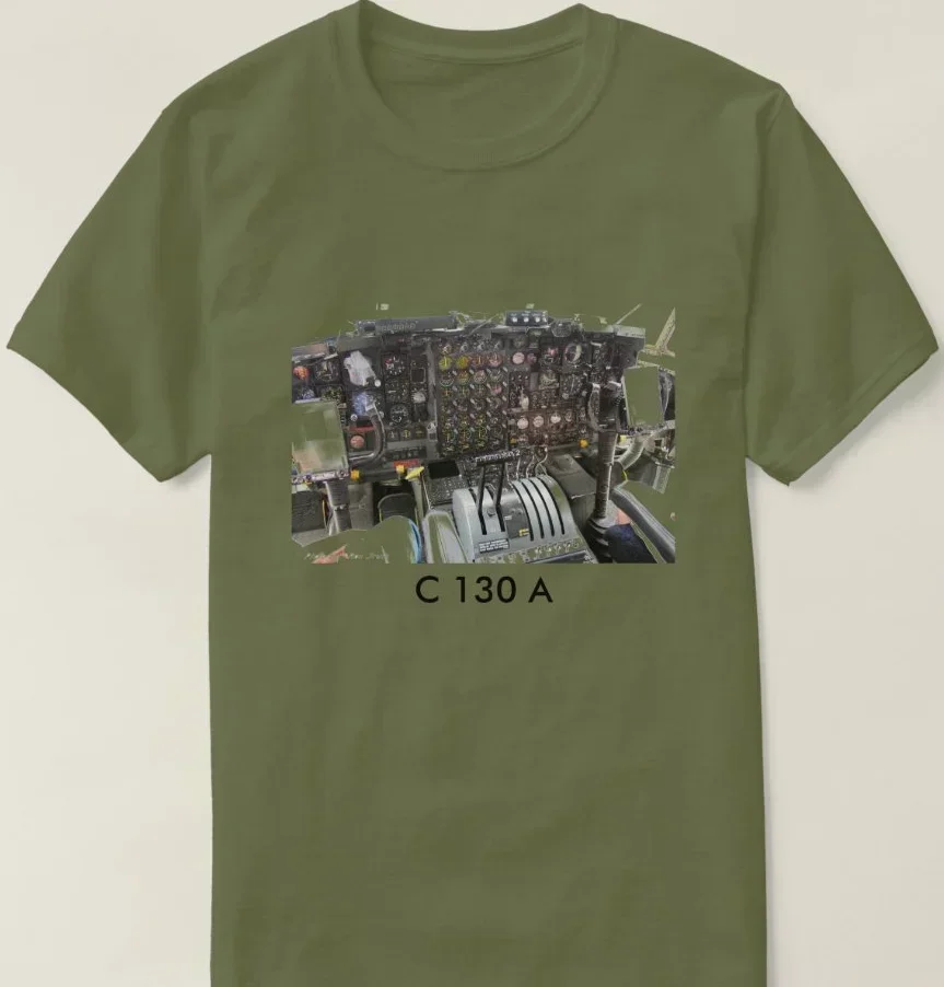 Novel C-130A Hercules Cockpit T Shirt. Short Sleeve 100% Cotton Casual T-shirts Loose Top Size S-3XL