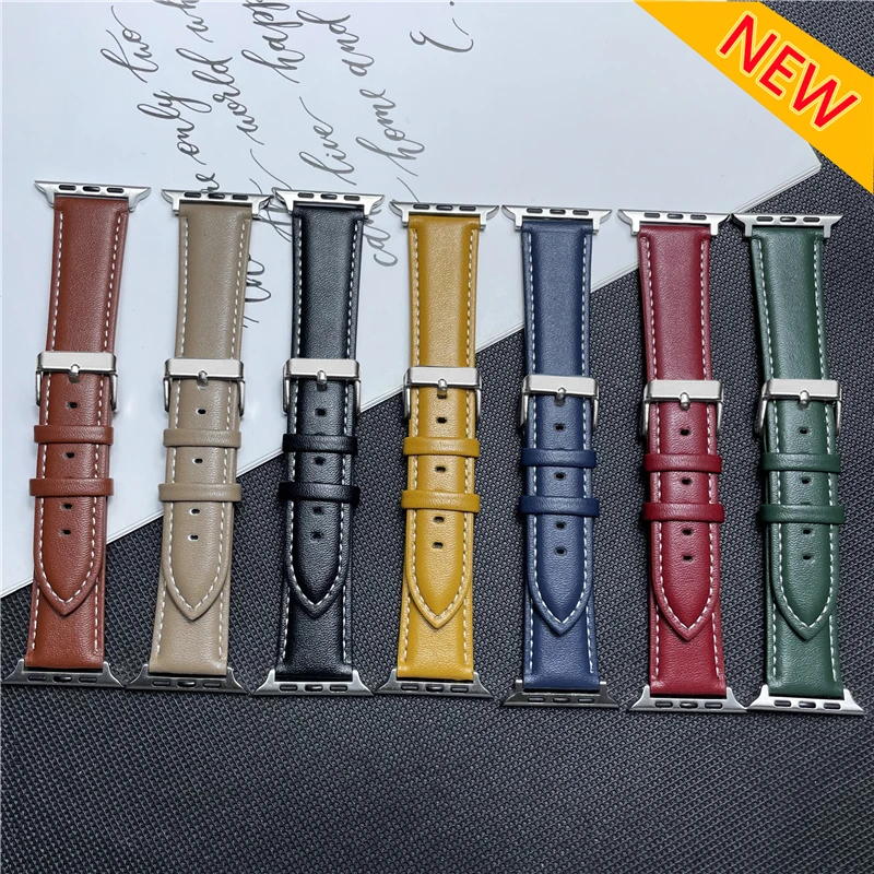 Genuine Leather Strap for apple watch band 42mm 44mm 45mm 49mm 38mm 40mm 41mm Man Woman Bracelet iwatch ultra 8 7 6 5 4 se band