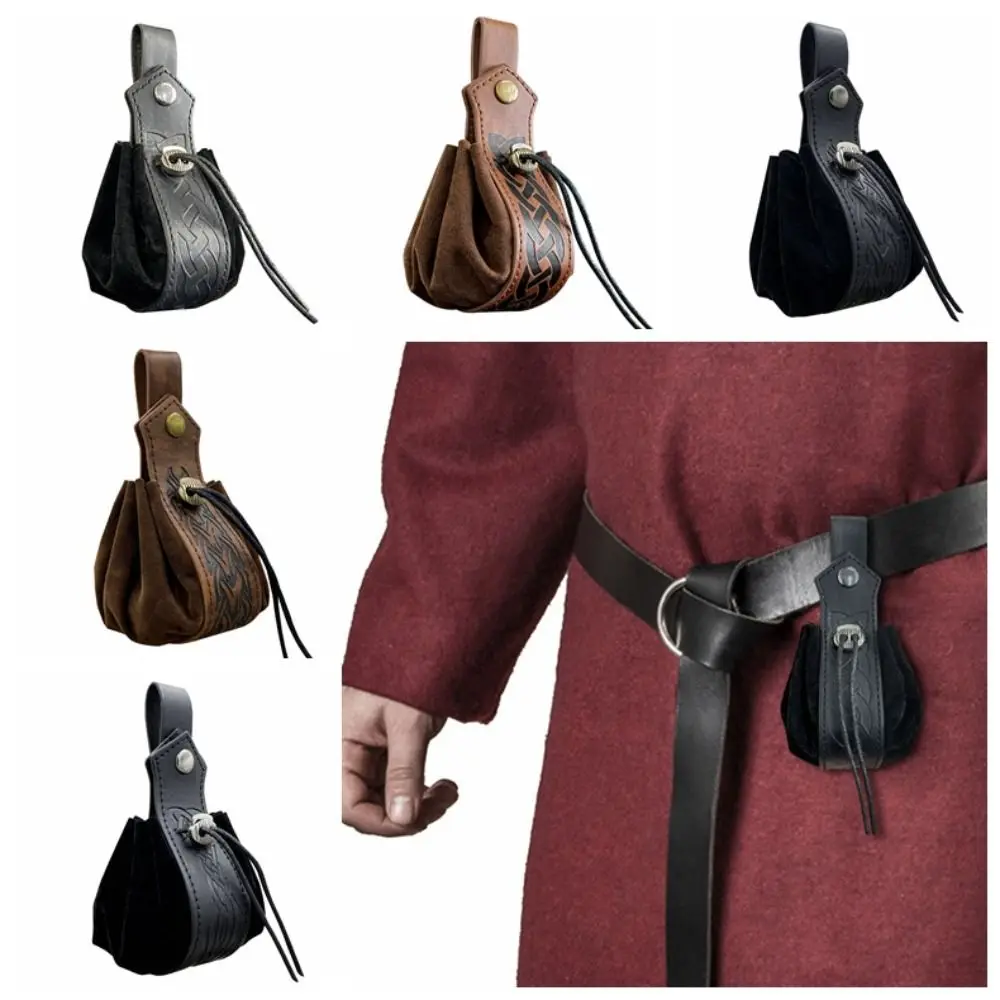 Daily Wear Steampunk Drawstring Pouch Medieval Belt Bag Nordic Portable Coin Purse Waist Bag Viking Style Waterproof Waist Bag