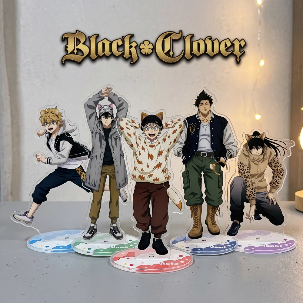 Black Clover Asta Yuno Noelle Yami Kemonomimi 10&15CM Acrylic Stand Keychain Anime Stand Tabletop Ornament Birthday Gift