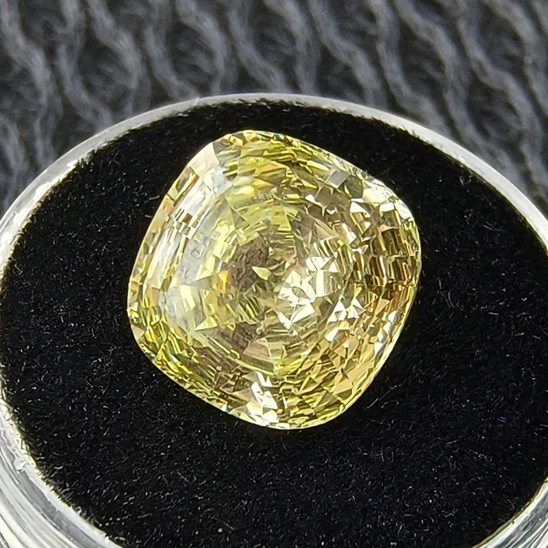 

L-Cubic Zircon Square Cushion Cut Lemon Yellow Color 10mm High Quality Gemstones for Jewelry Making