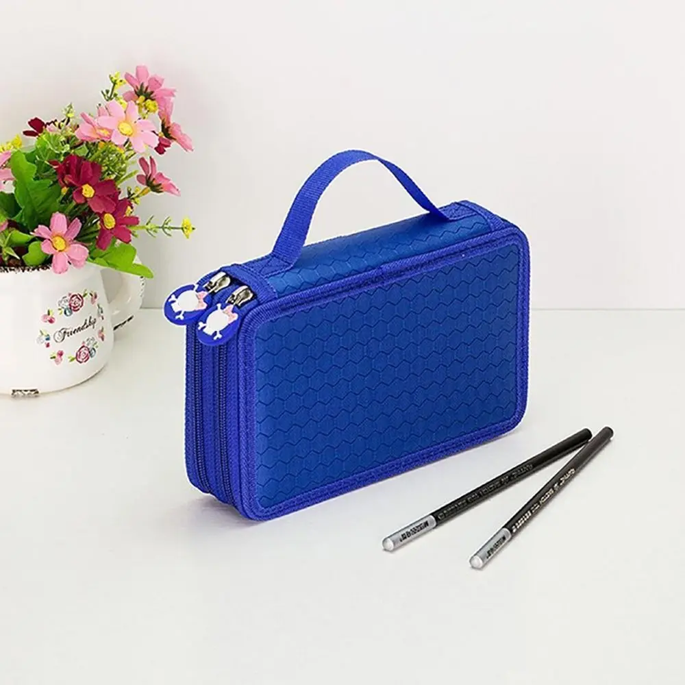 High Quality Polyester Pencil Case 32-Holes Multi-function Pen Bag Portable Double-Layer Stationery Pouch