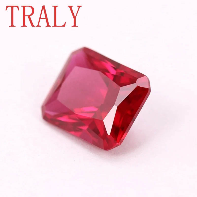 8A Natural Ruby Faceted Octagon Princess Cut Lab Grown Gems 4X6mm-13x18mm Red Loose Stone Gemstone for Jewelry Making