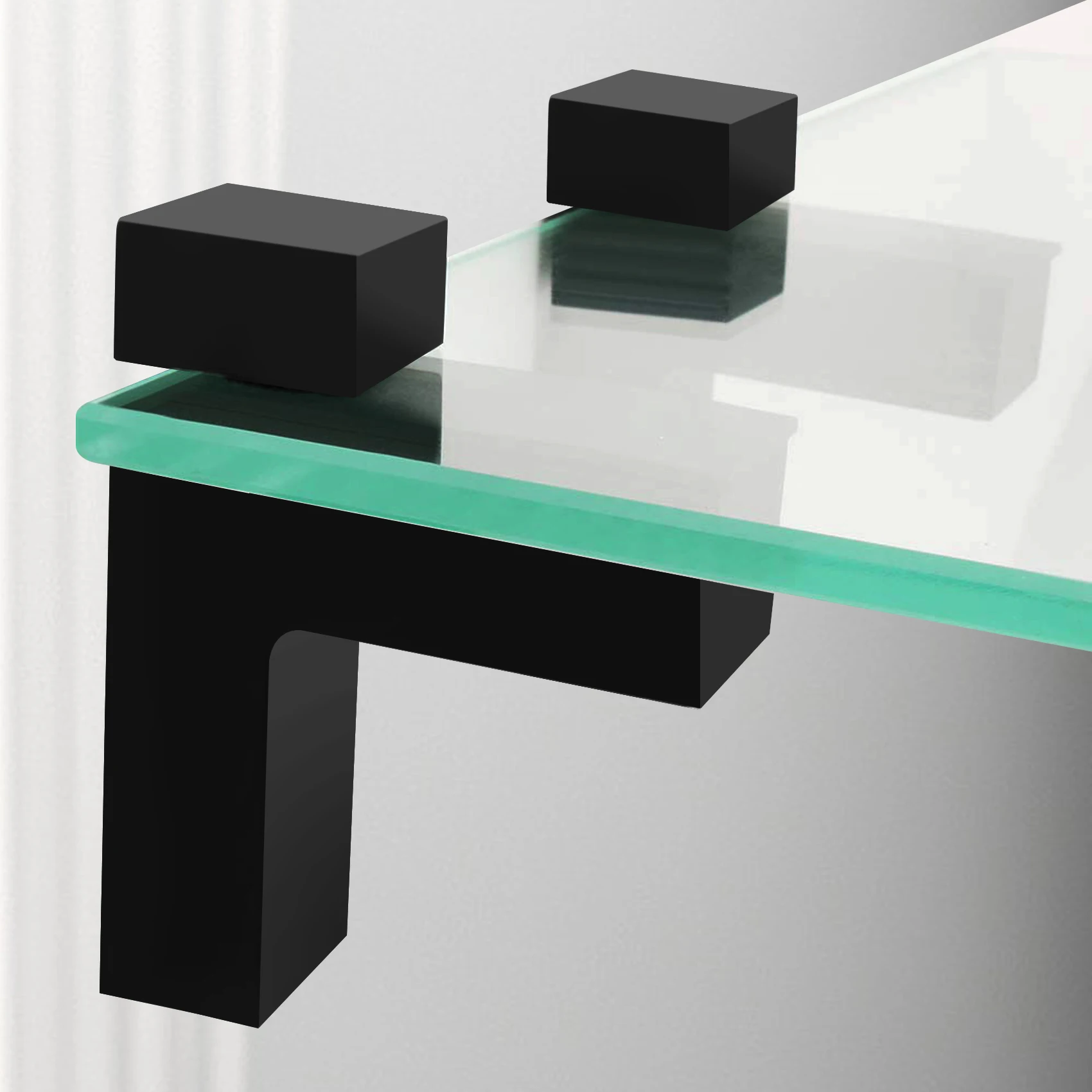 2ชิ้นไม้ปรับได้/ชั้นวางแก้วแขวนติดผนังหนักวงเล็บลอยสำหรับ3-28มม. ชั้นวางหนาสีดำ