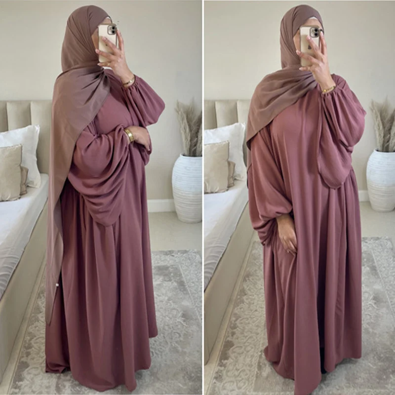 Muslim Hooded Abaya For Women Islamic Clothing Sets Monochromatic Loose-Fitting Prayer Robe Turkish Kaftan Kimono Black