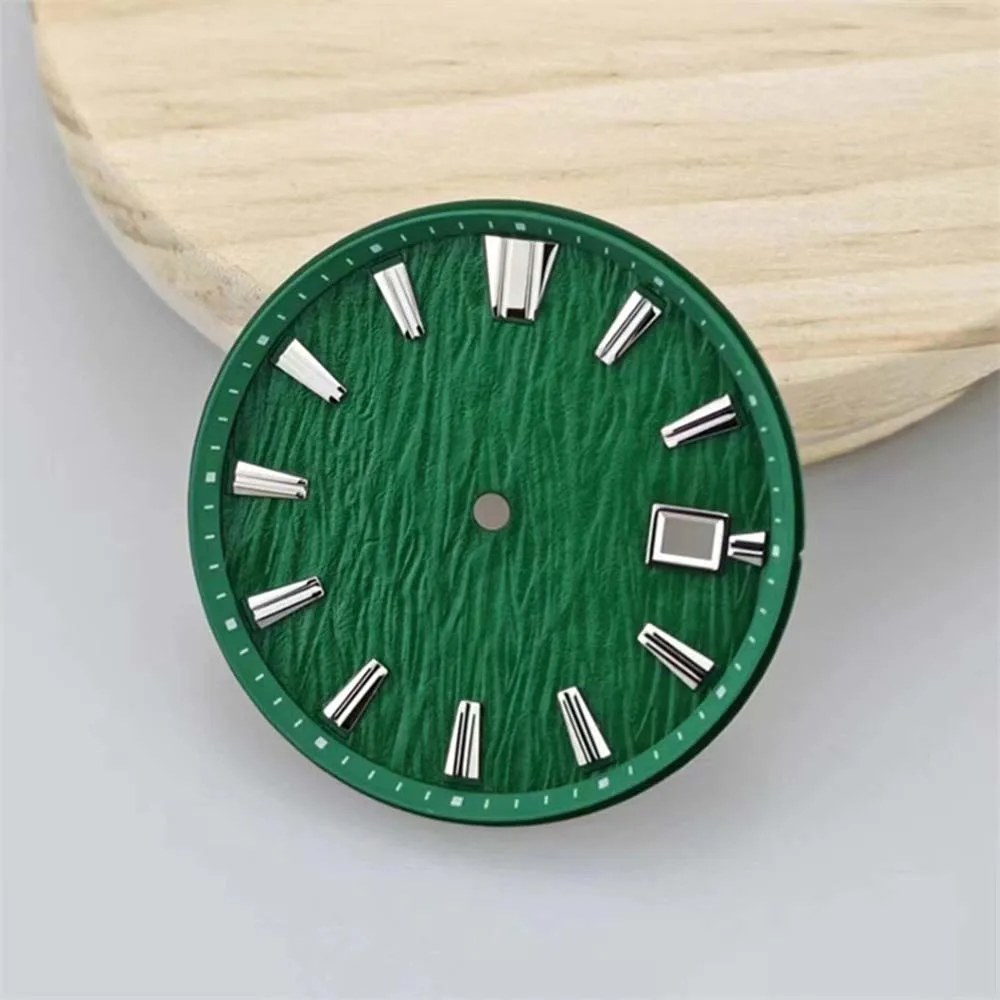 33.5mm Single Calendar Watch Dial for NH35 NH36 Movement Mechanical Watch Face Replacement Black/White/Blue/Green Simple Dials