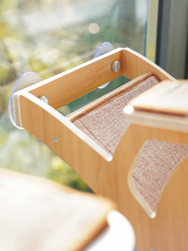 Observation Deck Cat Climbing Frame Suction Cup Cat Tree Sisal Supplies Large Solid Wood Cat Jumping Platform