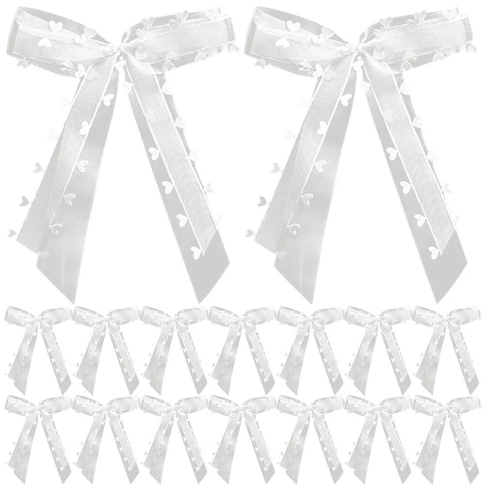 

30Pcs Wedding Bows Decorative Heart-Shaped Romantic Car Door Handle Mirror Antenna Decorations for Wedding Party Bouquet Table