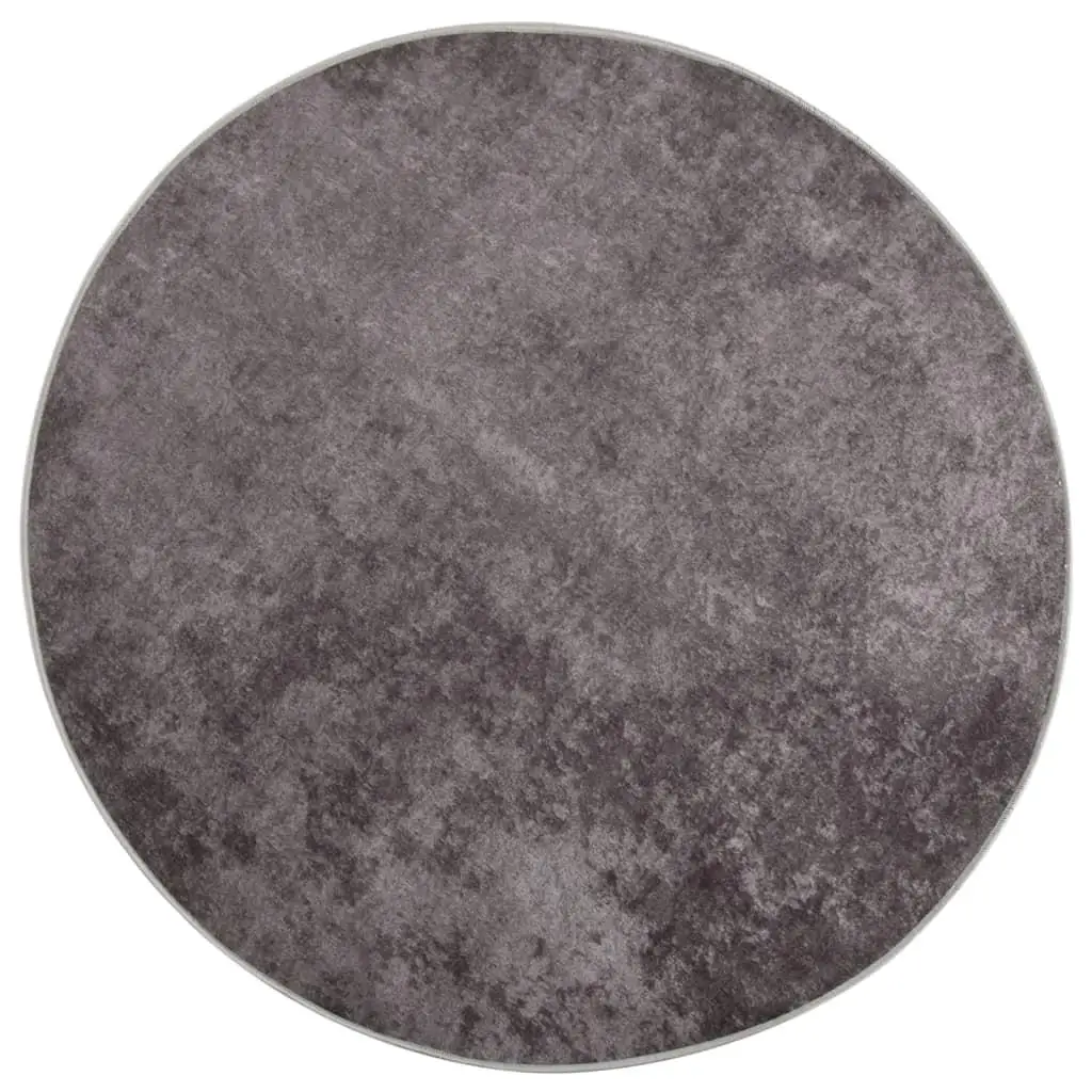 Washable Round Grey Rug 120cm - Anti-Slip, Durable & Stylish Home Decor