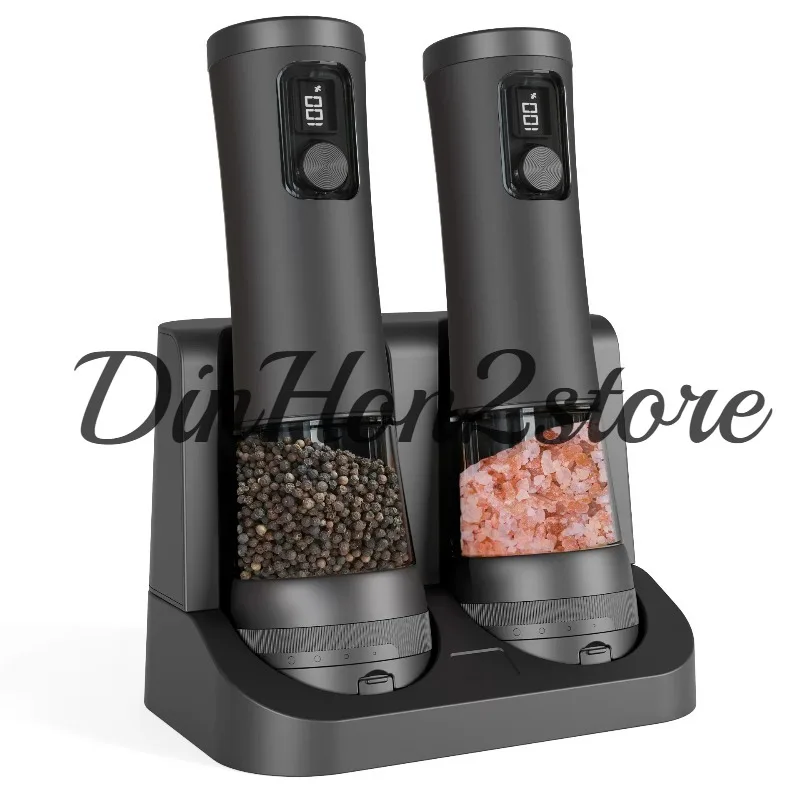 Electric Pepper Grinder Adjustable Coarseness - Automatic Salt Mill for Sea Salt Peppercorns - Portable Spice Jar for Kitchen