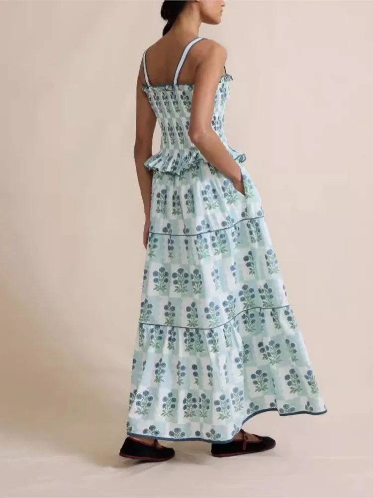 Zomer Cover Ups Jurk Vrouwen Badpak Mouwloze Gewaden Badpak 2024 Nieuwe Bloemenprint Strandvakantie Maxi Jurken Cover-Up