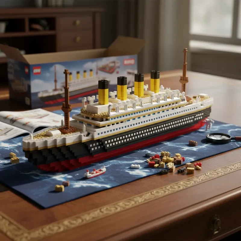 

NEW Titanic Model Cruise Ship Building Blocks Creative Boat Collection DIY Construction Micro Bricks Toys To Kid Birthday Gift