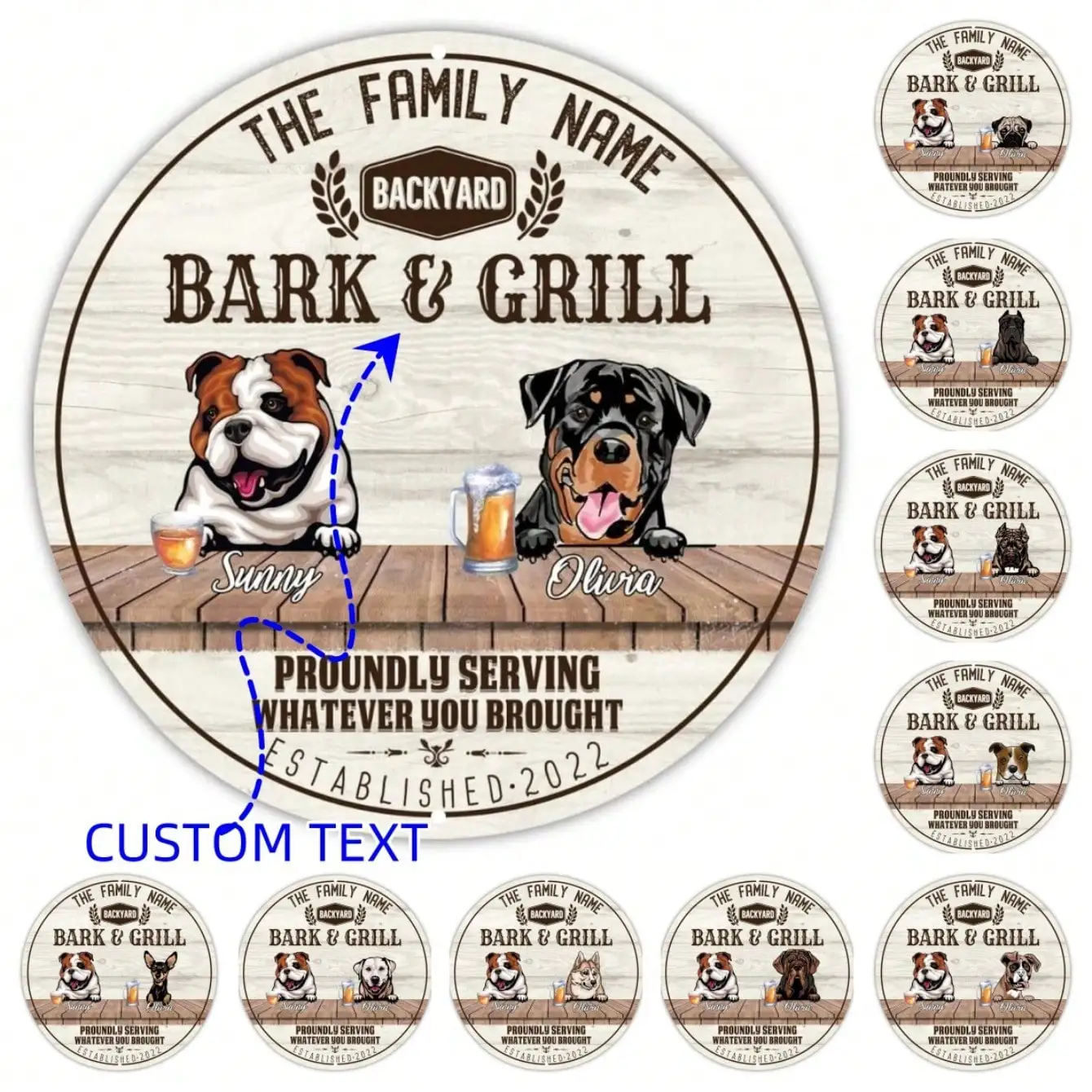 Vintage Metal Pet Door Sign - Bulldog Pug Breed Wall Art Decor for Home Bar Man Cave - Rustic 12x12 Inch Tin Plaque