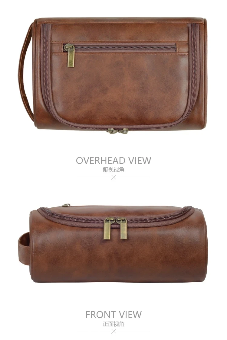 Hohe Qualität Reise Kulturbeutel Für Frauen Männer Retro PU Leder Kosmetik Taschen Weibliche Wasserdichte Reise Make-Up Tasche – Detail 15